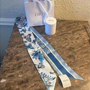 Dior Blue and White Butterfly Twilly GWP